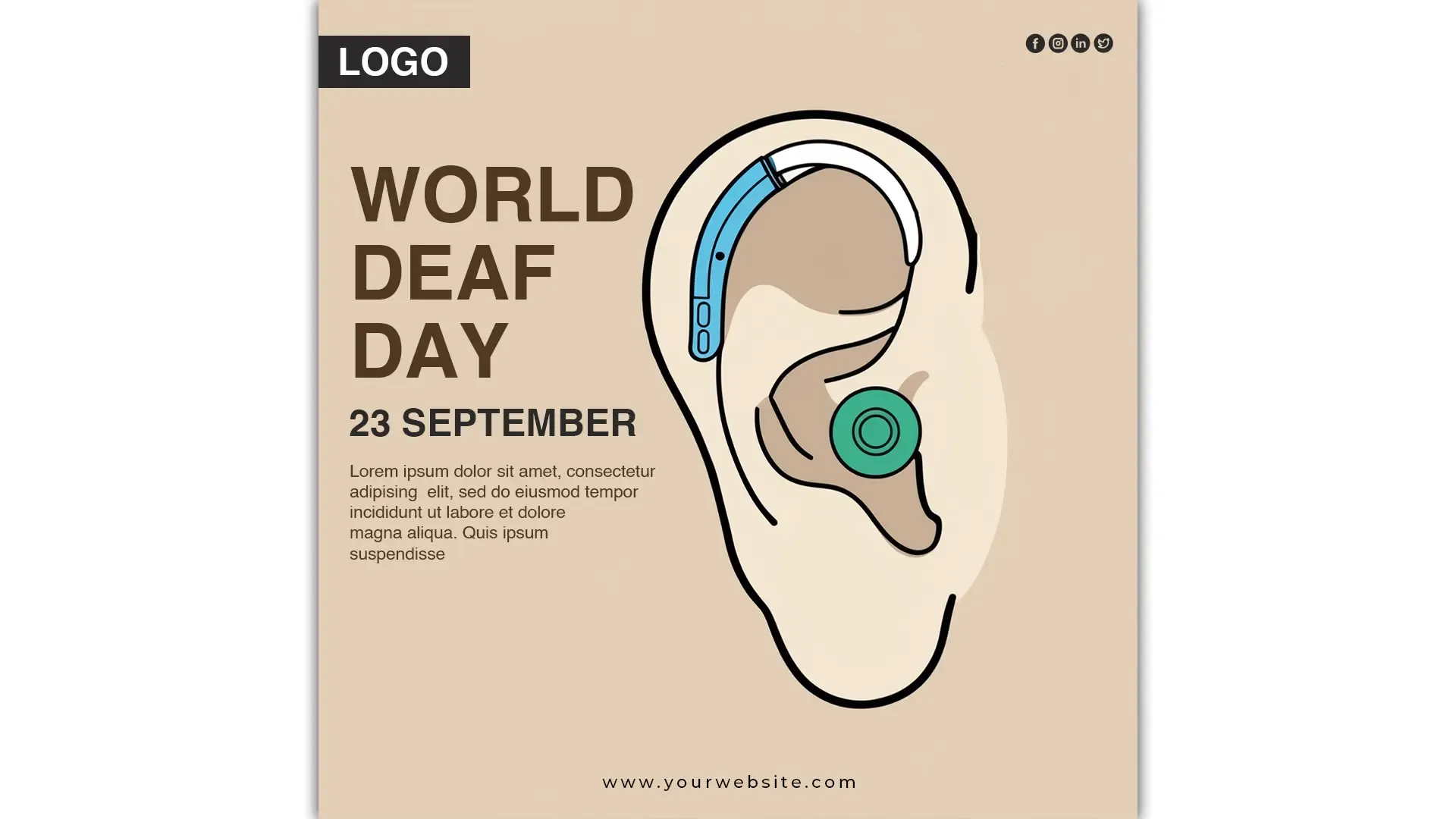 World Deaf Day Instagram Post PSD Template